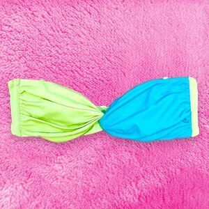 Neon Lime & Aqua Blue Bikini Top